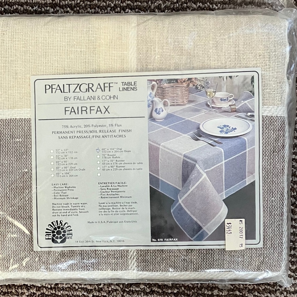 PFALTZGRAFF Table Linens By FALLANI & COHN FAIRFAX Vintage New Old Stock Y2K
